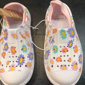 Floral Kids Shoes - White with Multicolor Flowers